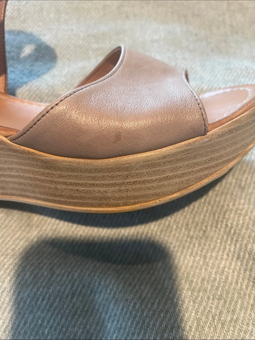Comfort Step Tan Platform Sandals with Ankle Zip